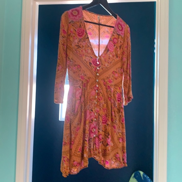 Spell & the Gypsy babushka boho mini dress amber S preowned - Picture 4 of 15